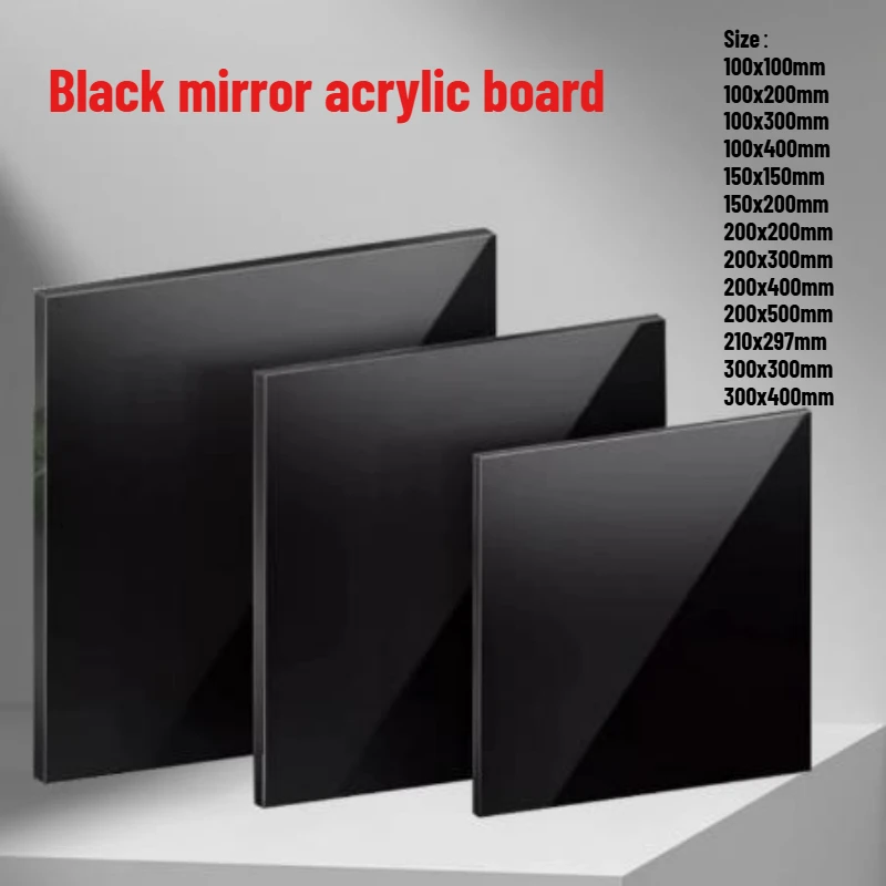 Thickness 2/3/4mm Black Acrylic Plate PMMA Acrylic Board Plastic Sheet Organic Glass Polymethyl Methacrylate 100x100mm-300x400mm
