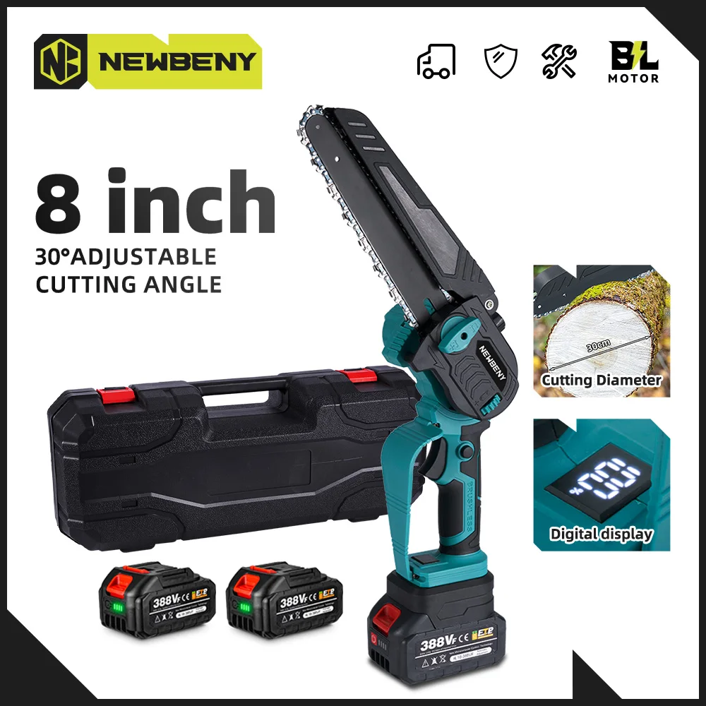 

NEWBENY 8 Inch Brushless Electric Saw Cordless Efficient Garden Woodworking Logging Saw Power Tool For Makita 18V Battery