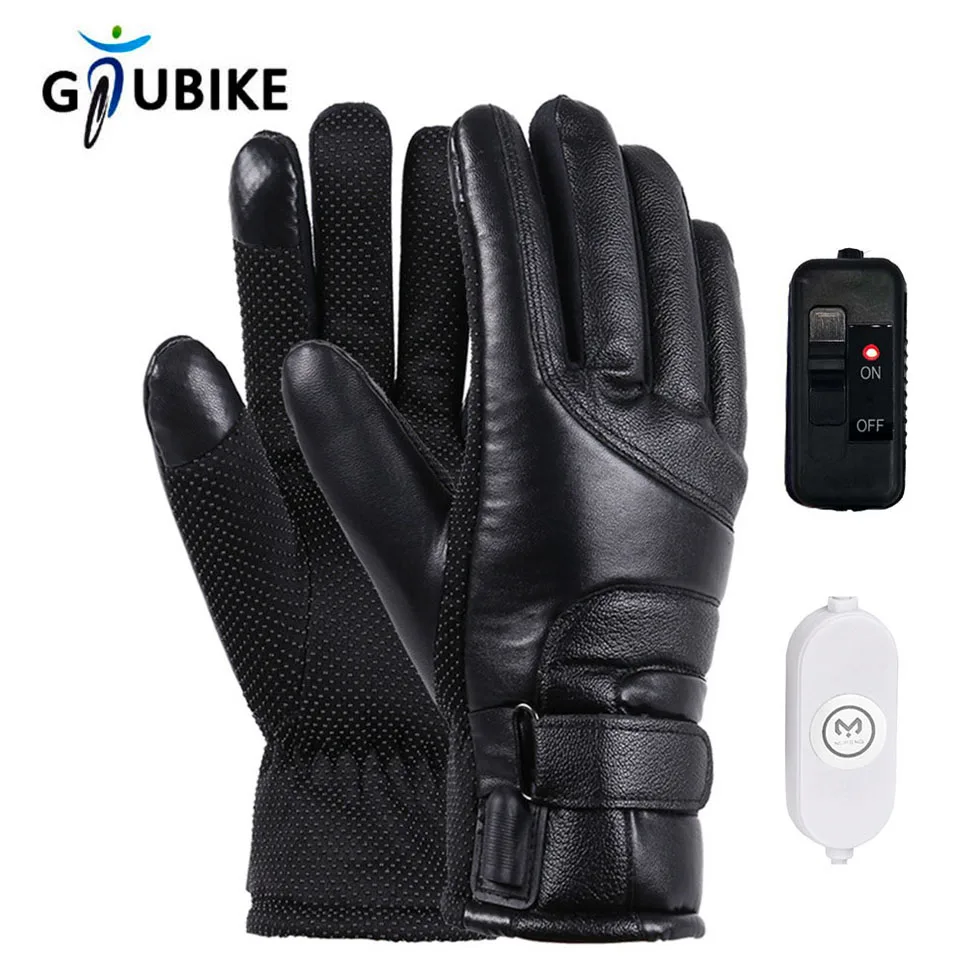 GTUBIKE Winter Electric Heated Gloves for Outdoor Cycling Waterproof, Non Slip, Thickened Female Couple Touch Screen Lamb Fleece
