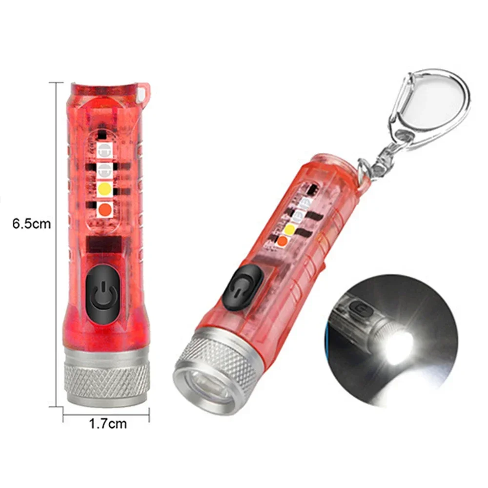 Mini Keychain Flashlight LED Rechargeable Torch Portable Magnetic USB Charging Flashlight High Power Camping Long Range Lantern