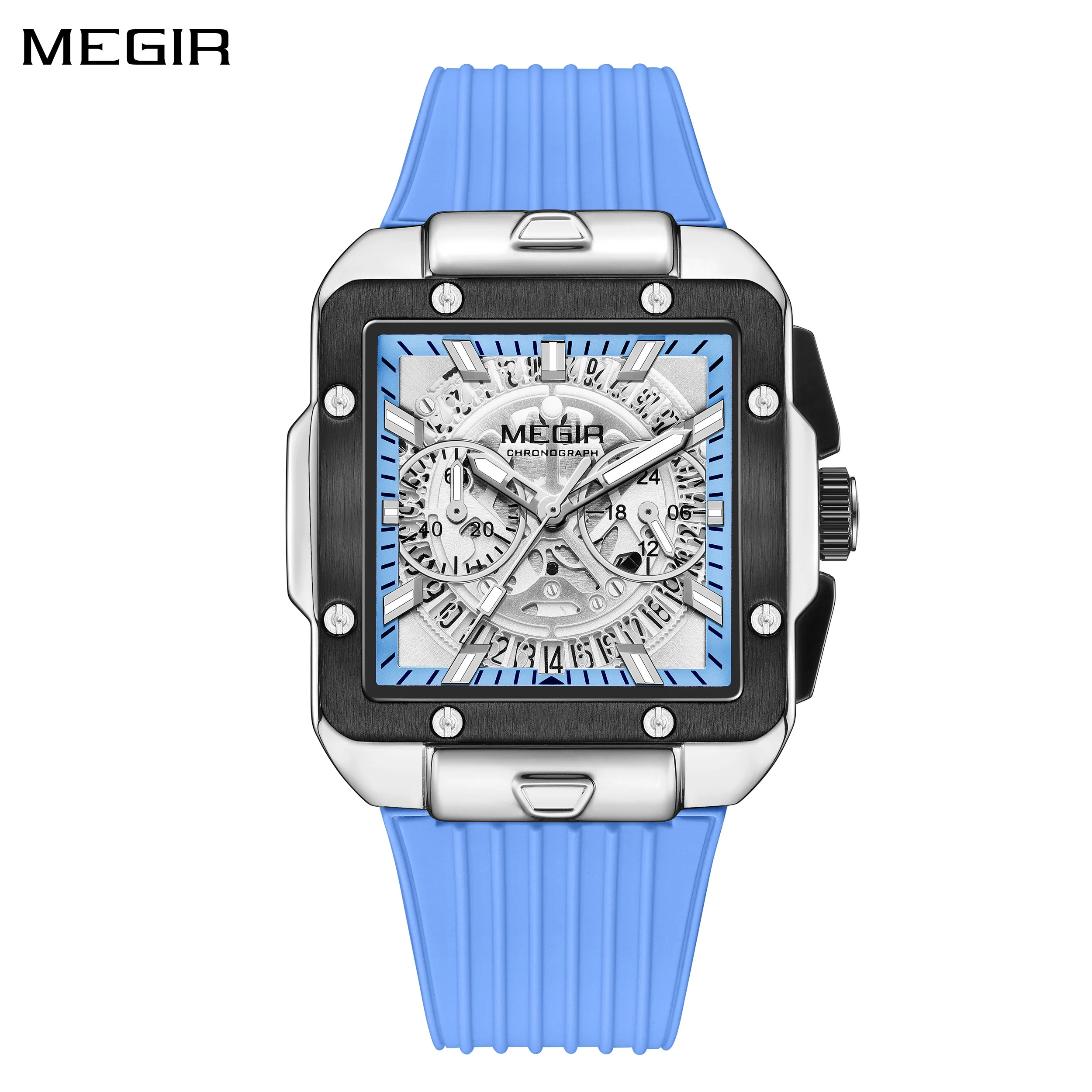 MEGIR Luxury Brand Men Sports Watch Fashion Quartz Military Wristwatch Waterproof Luminous Hands Big Dial Chronograph Date Clock