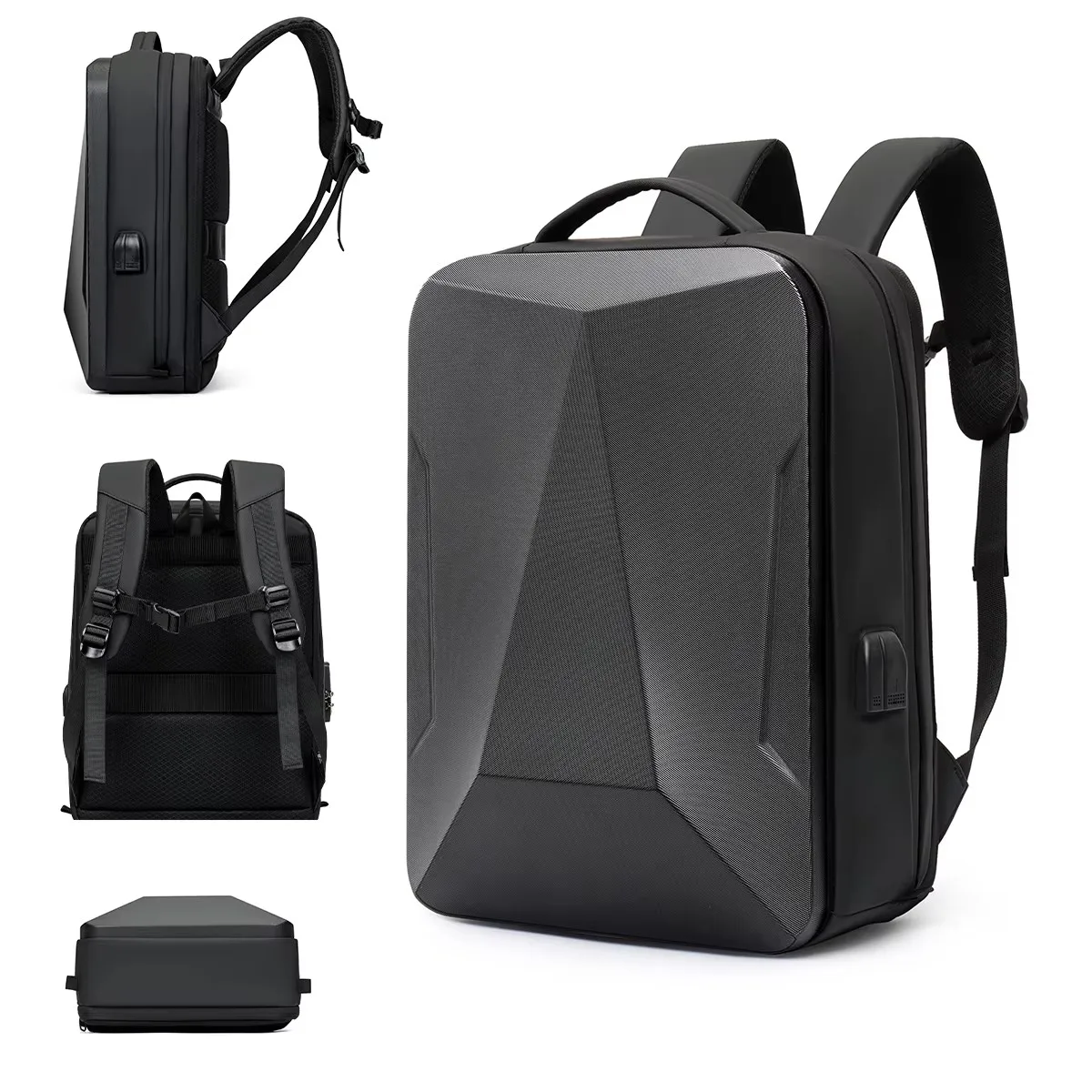 Backpack Men's Expandable Computerbag Large Capacity Business Travel Business Trip Luggage Bag  Hard Shell Backpack
