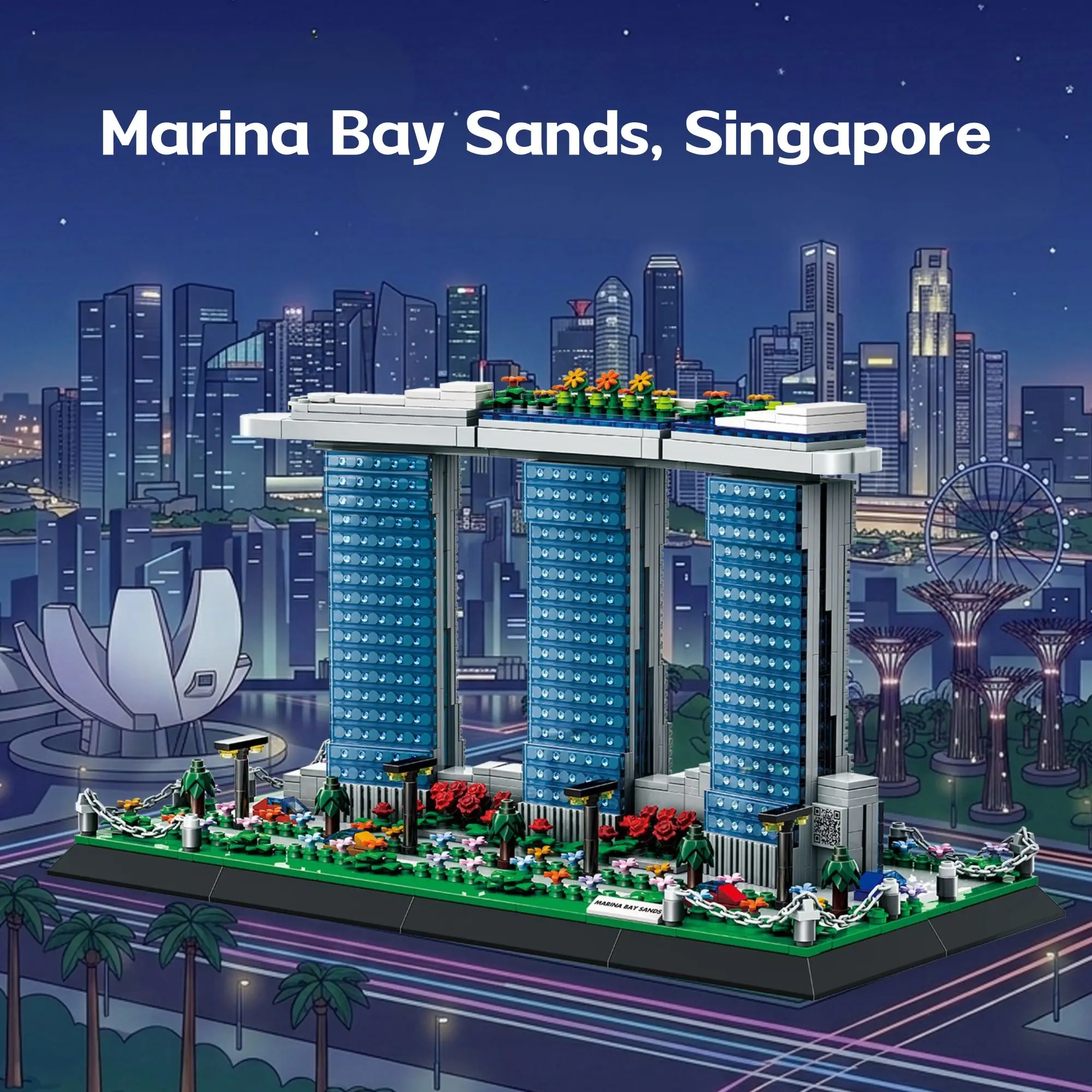 

1154pcs Marina Bay Sands Building Blocks Set Street View Singapore Landmark Construction Modular Bricks Toys for Adults Gifts