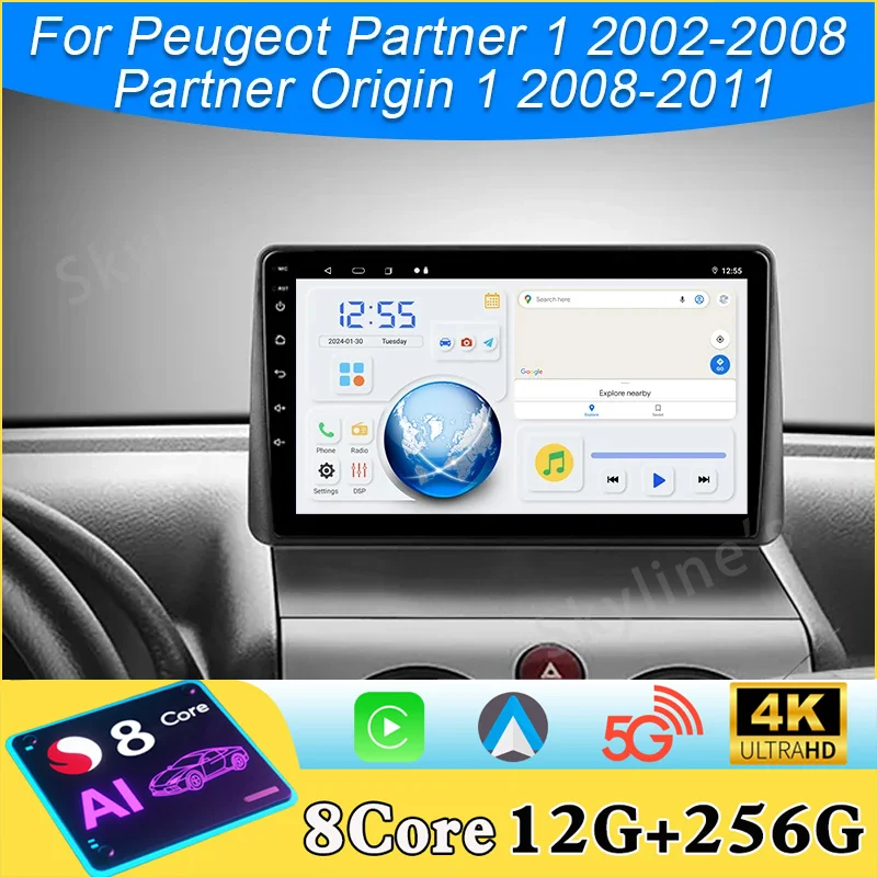 

Car Radio Carplay For Peugeot Partner 1 2002-2008 Partner Origin 1 2008-2011 GPS Android Auto Multimedia Player Stereo No 2din