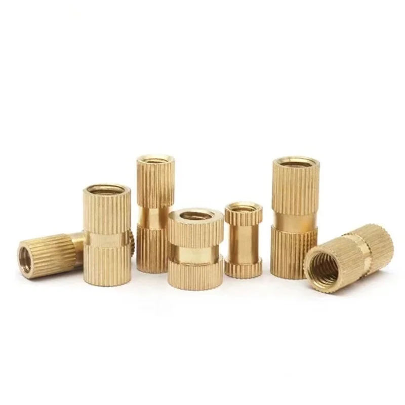 5/10/25pcs M2 M2.5 M3 M4 M5 M6 M8 M10 Solid Brass Pure Copper Metric Thread Injection Molding Knurl Insert Nut Nutsert Embedded