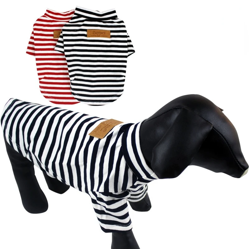 Soft Pet Clothes Cute Stripe Coat Small Dog Cat Shirt Jacket Teddy Bulldog Chihuahua New Teddy Bomei Small Dog Striped Clothes