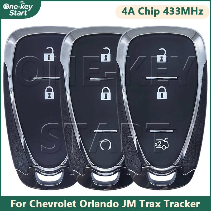 4A Chip 433MHz 2/3Buttons For Chevrolet Orlando JM Trax Tracker Proximity Car Smart Remote Control Key【ONE-KEY START】