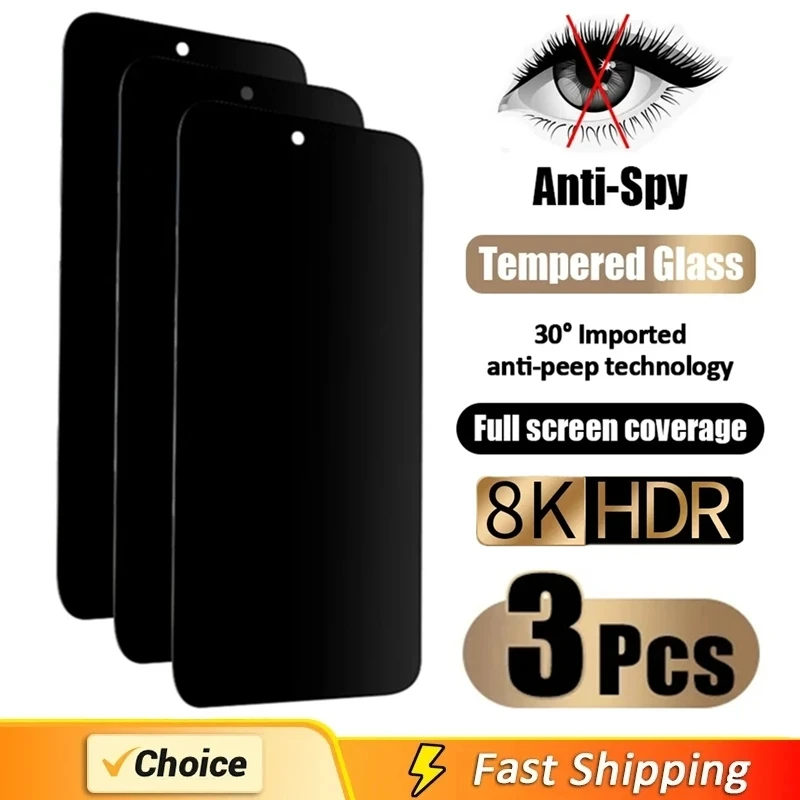 

3Pcs Privacy Screen Protector For Samsung A55 A35 A54 A15 A34 A13 A14 A25 A53 A52 A12 A33 A23 A32 A73 A51 A72 A50 Anti-spy Glass