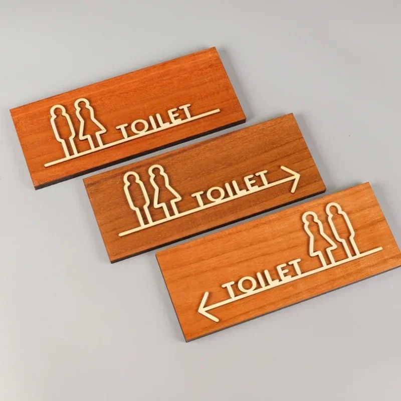 Antique Toilet Signage Creative WC Men's and Women's Washroom Bathroom Door Sign Warm Reminder Sign Arrow Instruction Sign