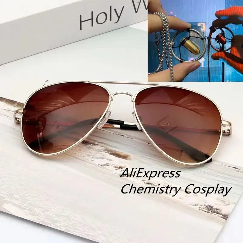 

Джонни Серебристые очки для косплея, ожерелье с V-образным вырезом