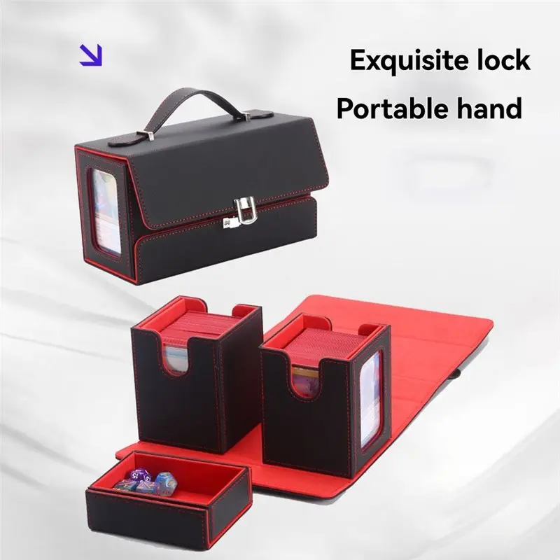 B78B-Magnetic Top Side-Loading Deck Case Card Deck Box With Handle Card Storage Box Game Cards Box