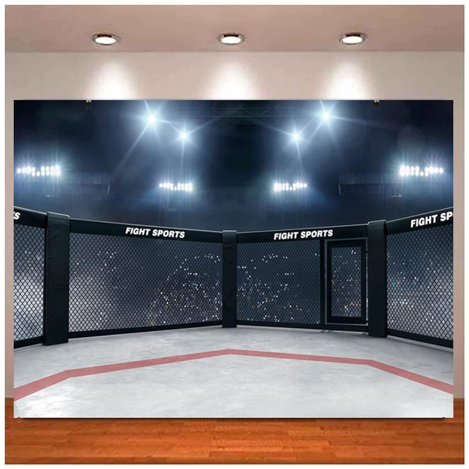 Photography Backdrop Stadium Light Boxing Arena Photo Fight Sports Competition Boxing Ring Background UFC Decor Birthday Party