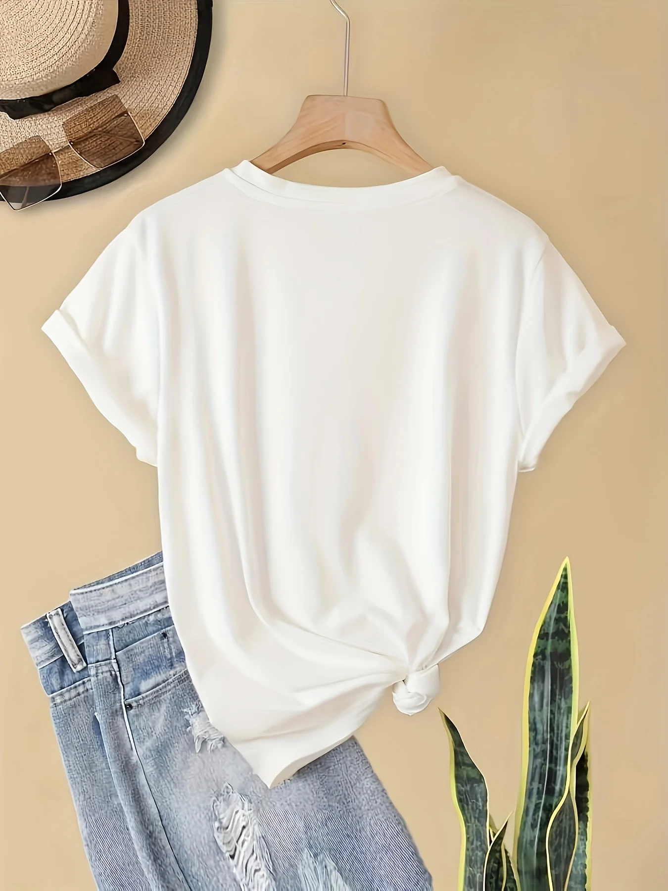 Casual Prosecco Mood Letter Fashion Harajuku Print T-Shirt Round Neck Regular Daily Commuting All Seasons Fashion Top Clothing