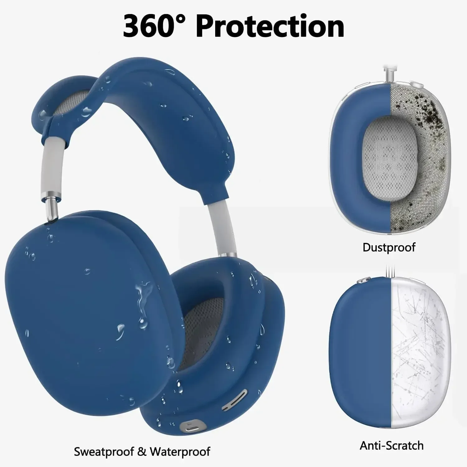 

4 in 1 Silicone Headphones Case for Airpods Max(2020/2024) Shockproof Protector Cover Accessories Dust and scratch prevention