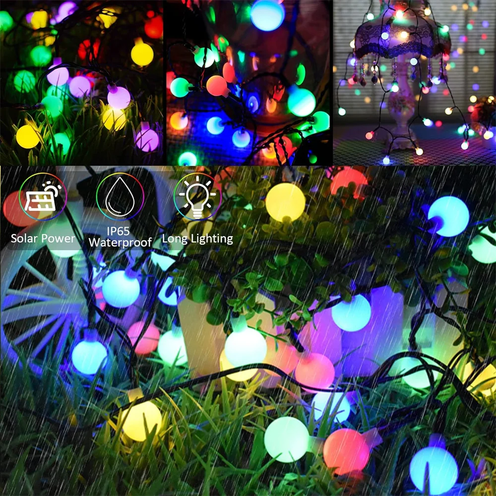 Zonne-Energie String Light Tuin Zonne-Energie Globe Fairy Lights Waterdichte Bal Zonne-Energie Verlichting Voor Tuin Kerst Outdoor Party 316