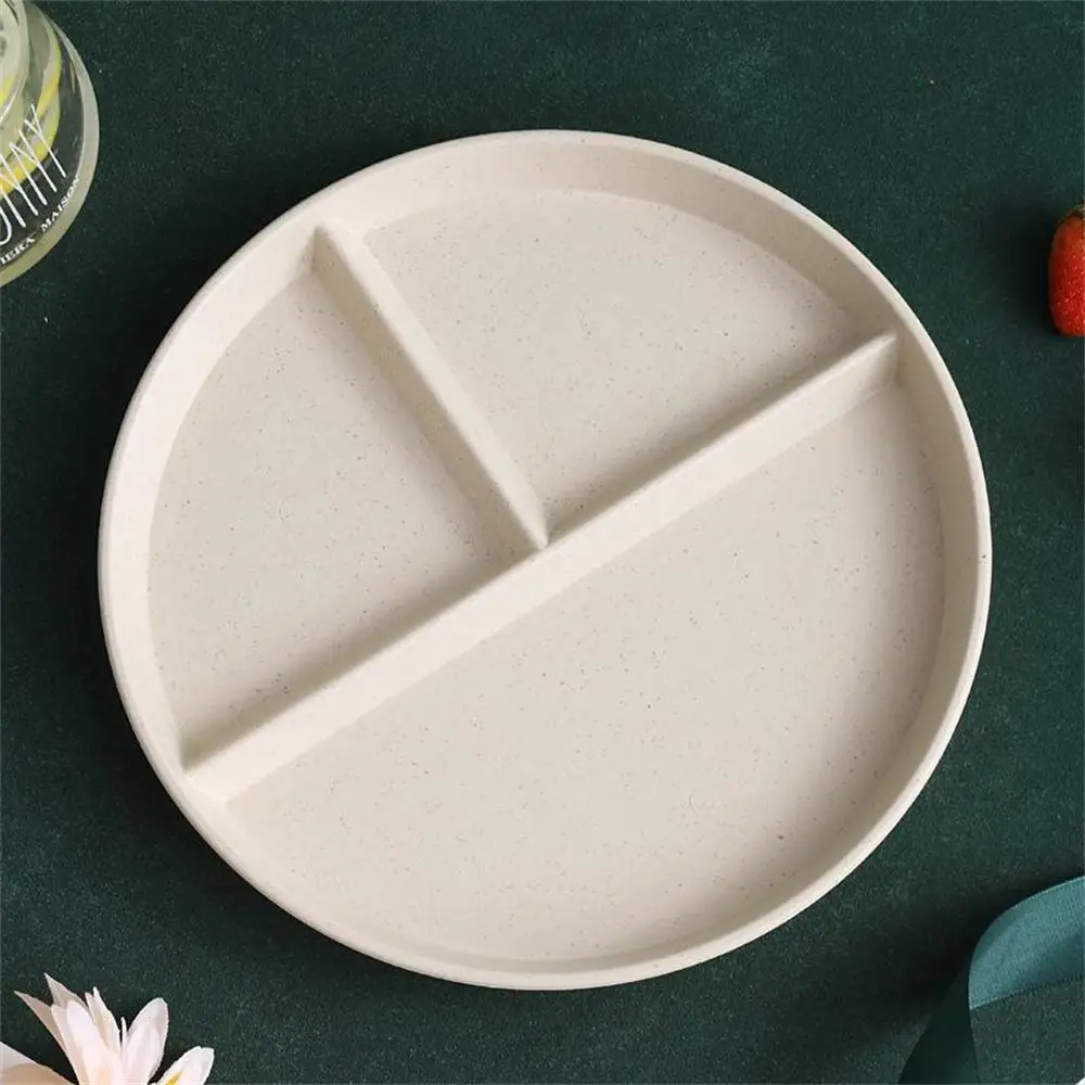 1/2/4PCS Divided Dish In 3 Diet Reusable Round Dinner Plate Kitchen Dinnerware Portion Plates for Adults 3 Compartments