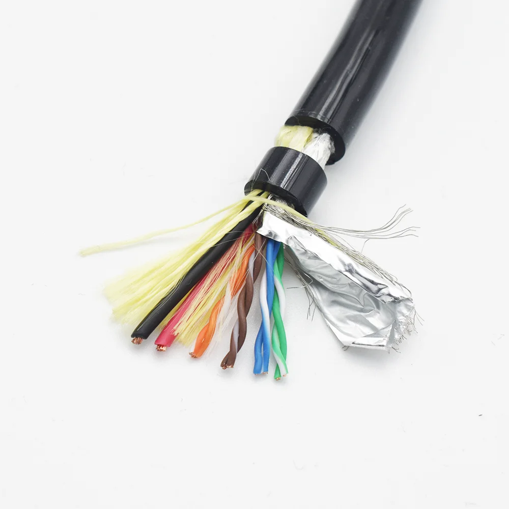 TPU Mixed Signal Power Cat 5E 8+2 Cores Shield Cable 4*2*0.2mm2+2*0.75mm2 Wire Marine Underwater Robot Oil Chemical Resistant