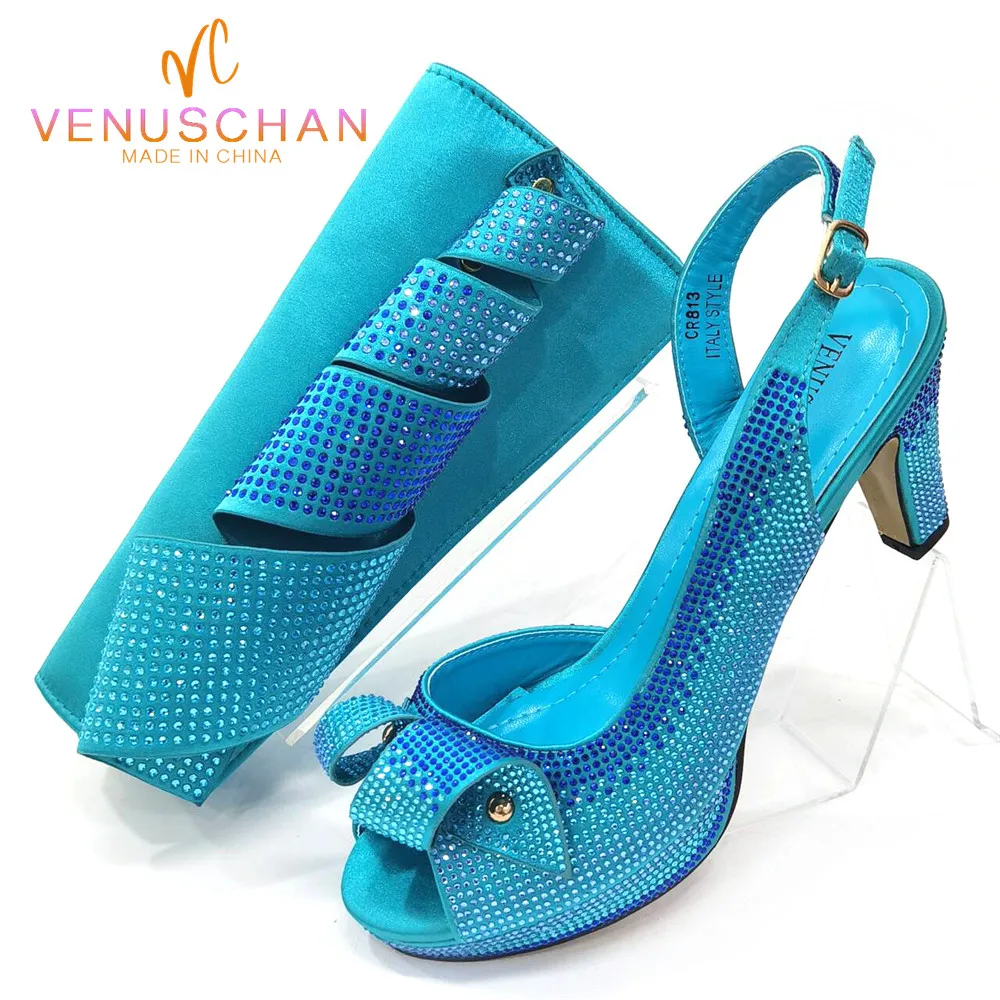 Venus Chan 2024 Nigerian Design Evening High Heel Party Shoes And Bag Set Lucky Star Bag With Elegant Peep Toe Women Shoes