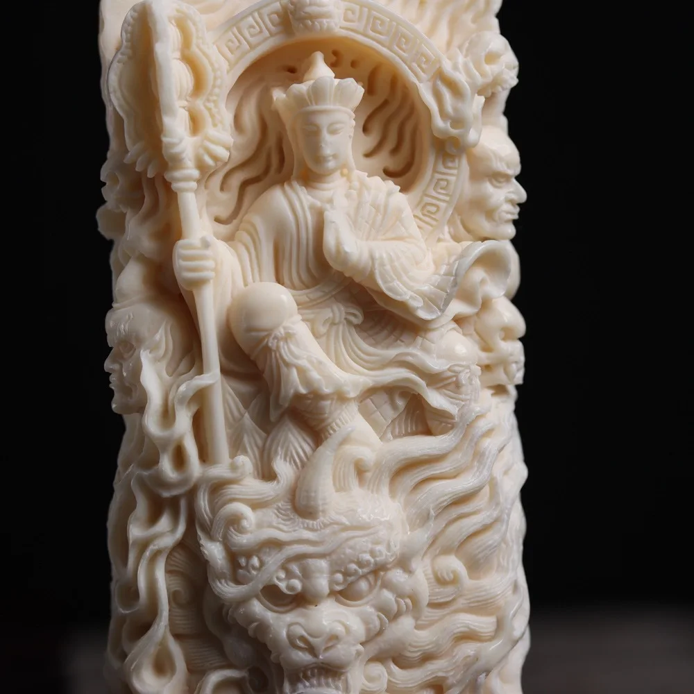 Ivory Nut Carved Ksitigarbha Pendant Hand Piece Wenwan Car Hanging Decor Ornament Blessing Amulet Accessory