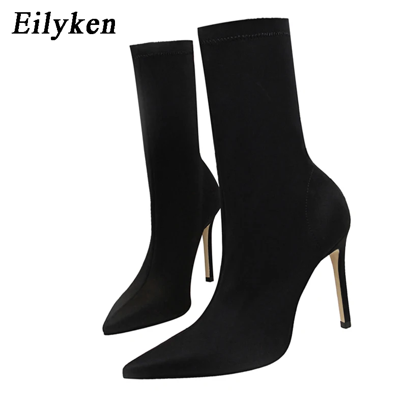 Eilyken Plus 35-42 Autumn Winter Design Stiletto High Heels Sock Boots Women Pointed Toe Party Fashion Ankle Booties Shoes