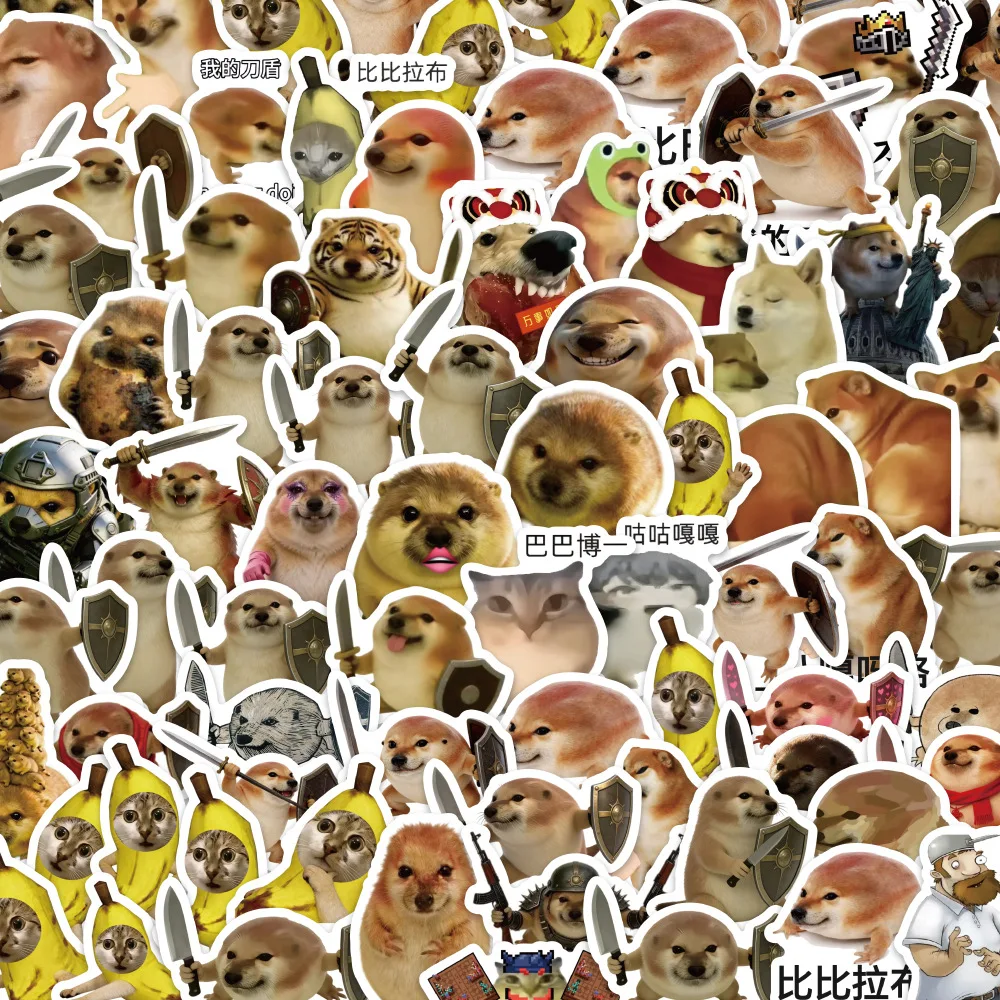 

100Pcs Funny and Cartoon Banana Cat Toad Dog Graffiti Stickers Decorative Water Cup Phone Case Car Luggage Stickers Wholesale