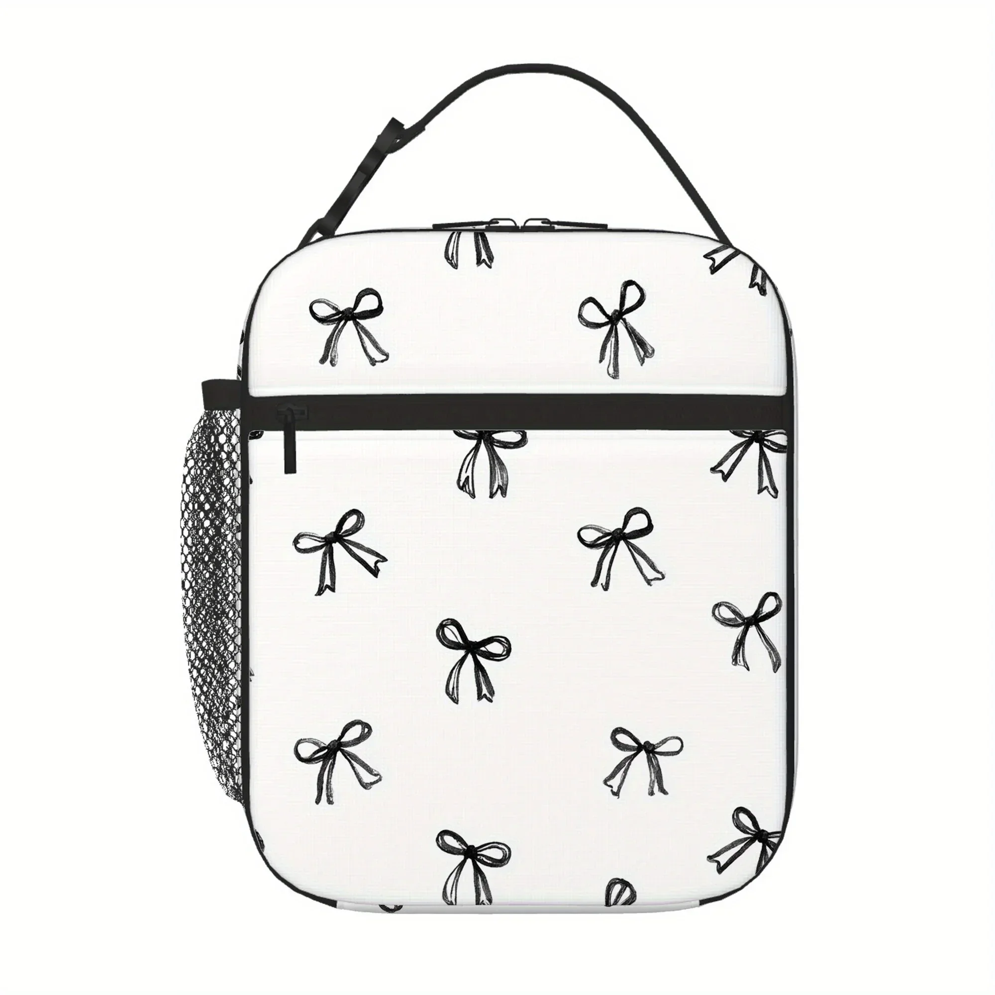 1pc a Thermal Bag Featuring a Hand-Drawn Bow Pattern, Designed for Insulation And Not Intended for Direct Food Contact. Ideal fo