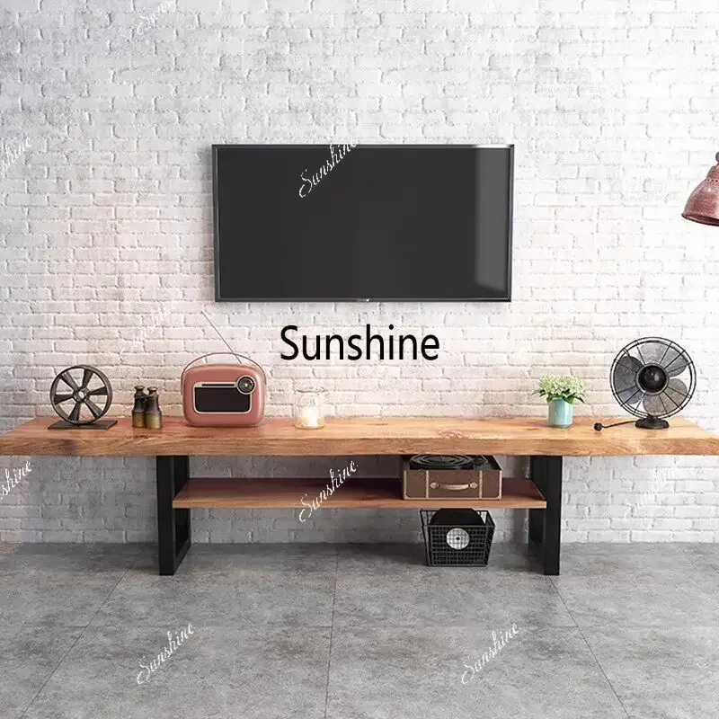 

YNordic log retro country bed and breakfast simple double-layer natural whole board TV cabinet
