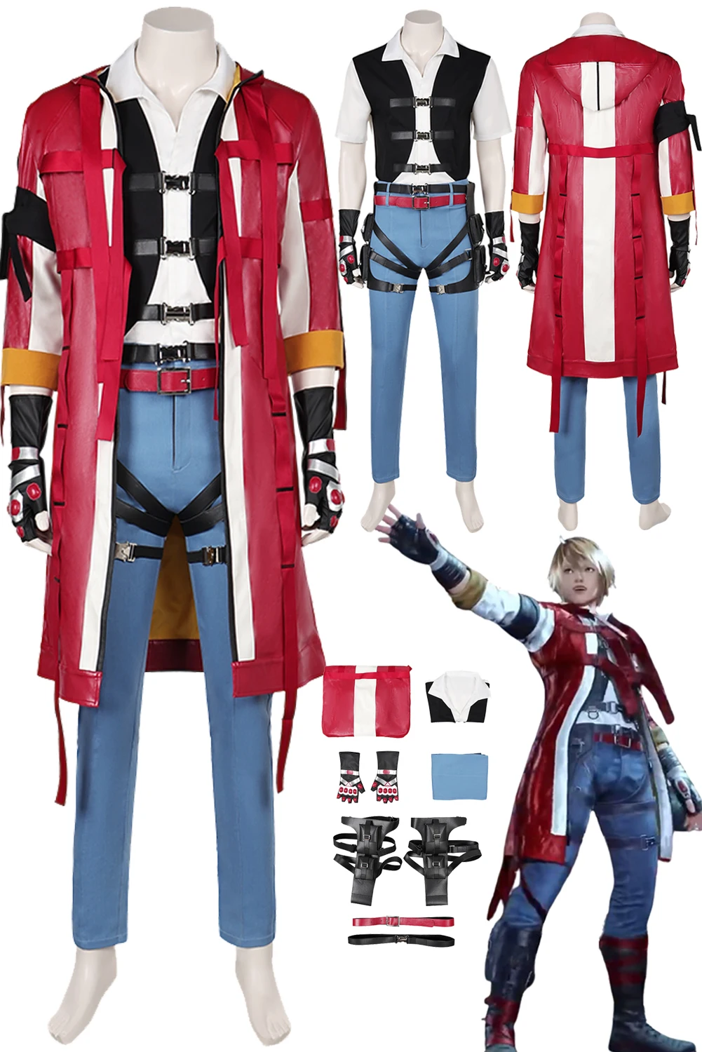 Leo Cosplay Anime Spiel Tekken8 Kostüm Mantel Hemd Hosen Outfits Halloween Karneval Verkleidung Rollenspiel Anzug für Männer männliche Erwachsene