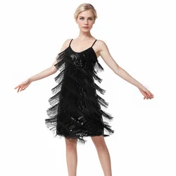 Women's Flapper Latin Dresses Sequins Tassels Flapper Sexy Cocktail Latin Dance Ballroom Dress