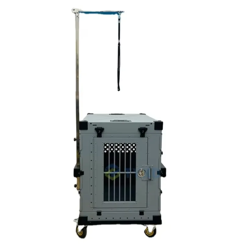 

Blue 40" Heavy Duty Collapsible Dog Crate With Grooming Arm Large Grooming Pet Cages