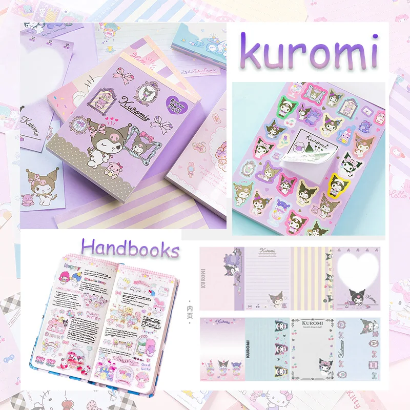 Sanrios HelloKitty Stickers Handbooks Melody Cinnamoroll Cartoon Notes Students Stationery 8Types InnerPage Paper Children Gifts