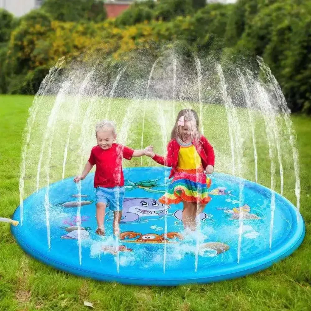 100/170cm Children Swimming Pool Summer Pet Swimming Pool Outdoor Interactive Fountain Toy Water Sensory Play Mat Kids Pet Toys