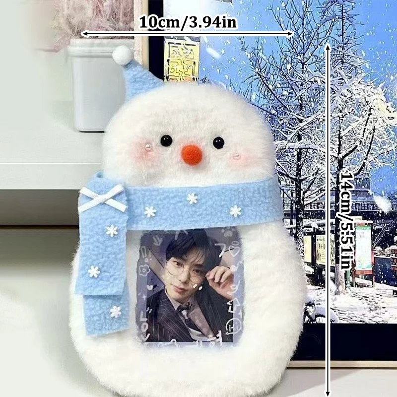 Cute Snowman Plush Card Holder Plush Photocard Holder Cartoon Photo Card Holder ID Credit Band Card Protector