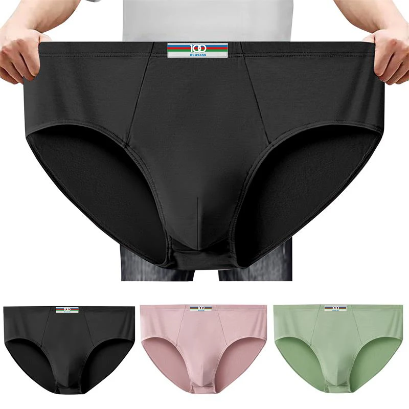 100 Plus Size Men's Briefs Modal Underwear Sexy Bikini Stretch Soft Comfy Fitness Sports Run Triangle Underpants For Men Gift