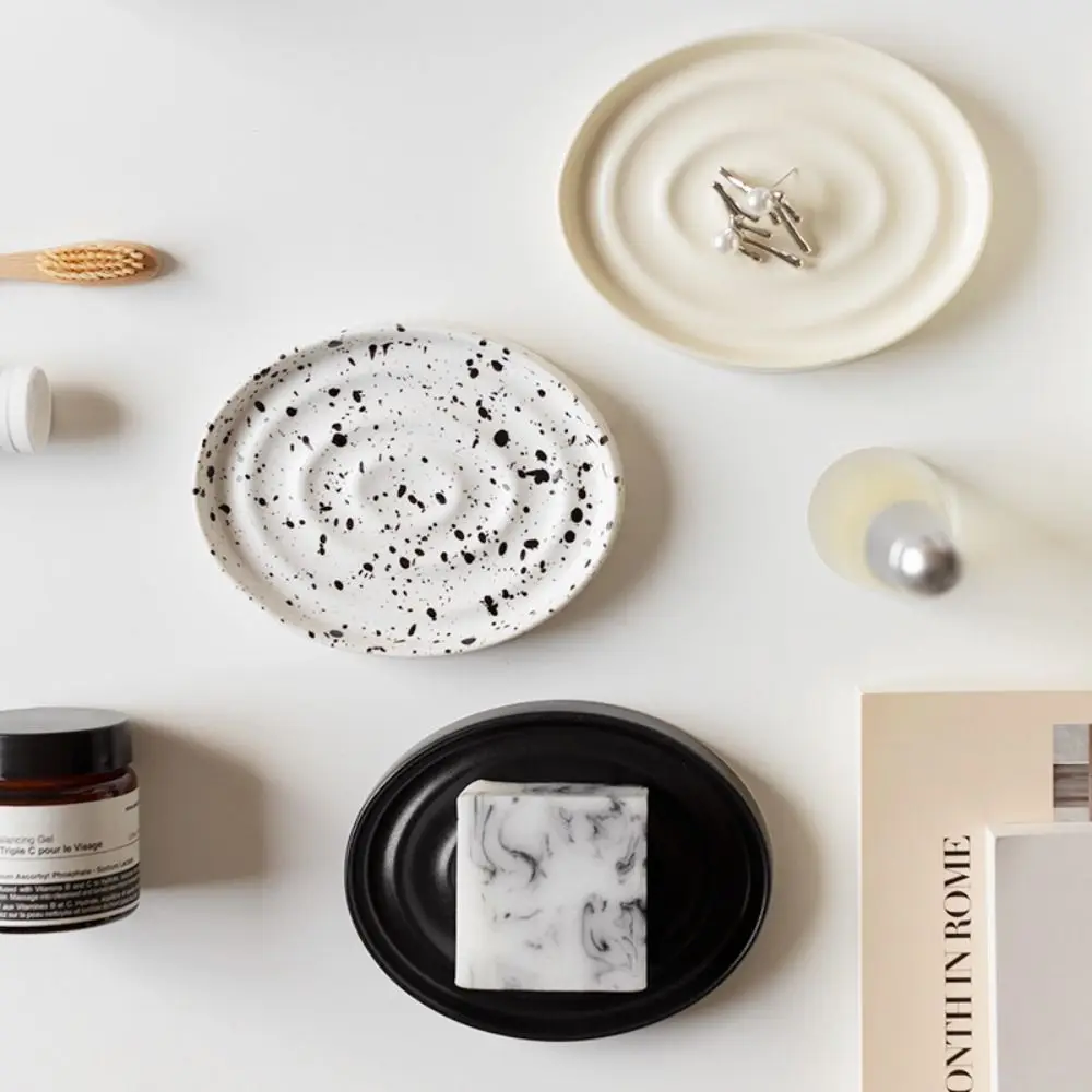 Desktop Shelving Ins Ceramic Soap Dish Nordic Simple Oval Soap Box European Style Solid Color Drain Rack Bathroom Supplies