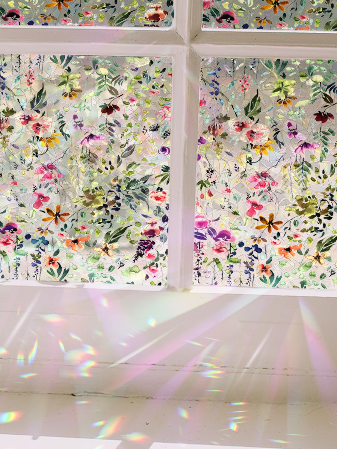 

Декоративная прямоугольная ПВХ-пленка Funlife Rainbow Light Shadow Floral для стекла без клея, для оконных проемов