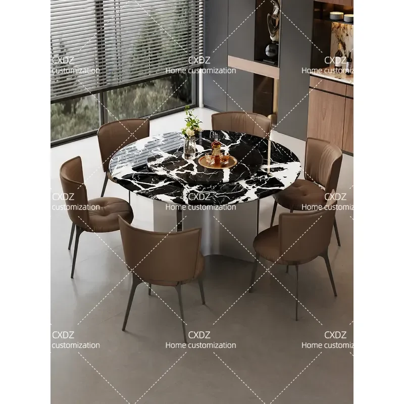 Black Stone Round Dining Table Luxury Light Luxury High End Living Room Home Furniture 2026 New