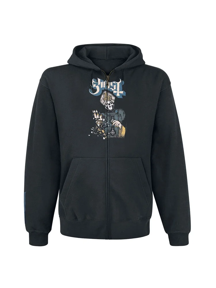 

Мужская хлопковая куртка на молнии с капюшоном Ghost Heavy Metal Ro Band, осенне-зимняя повседневная одежда, молодежная мода с цифровой прямой печатью