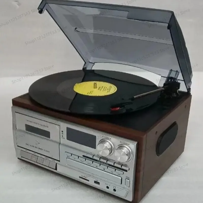 2025 New Retro Vinyl Multi functions Record Player Turntable 3-Speed Phonograph With AM/FM Radio CD/Cassette