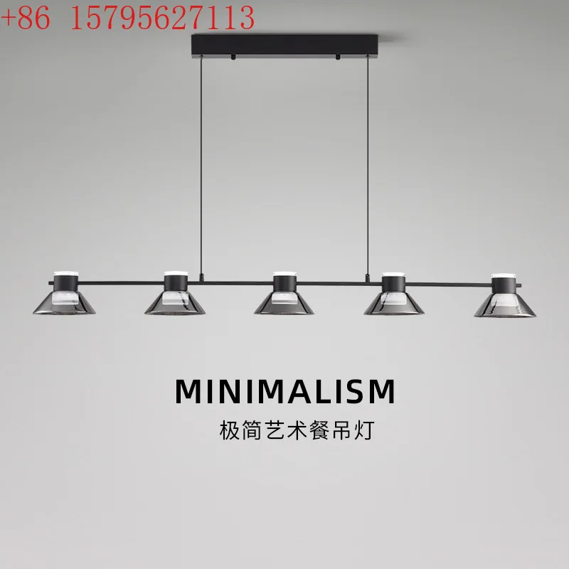 

Minimalist restaurant chandelier modern minimalist dining table bar creative glass all copper strip light