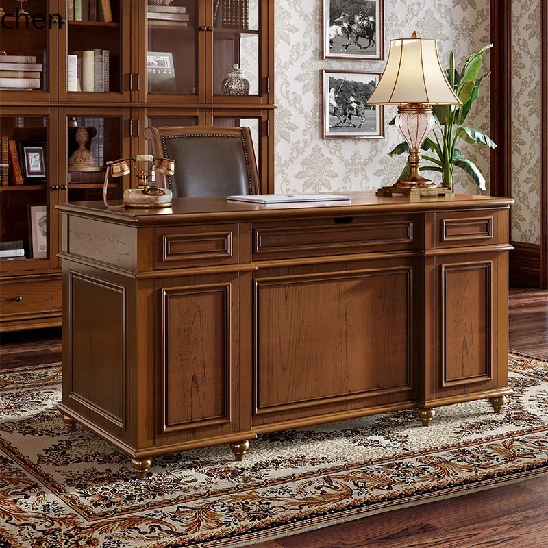H1 Solid Wood Desk and Chair Set Modern Home Small Apartment Computer Desk Writing Desk