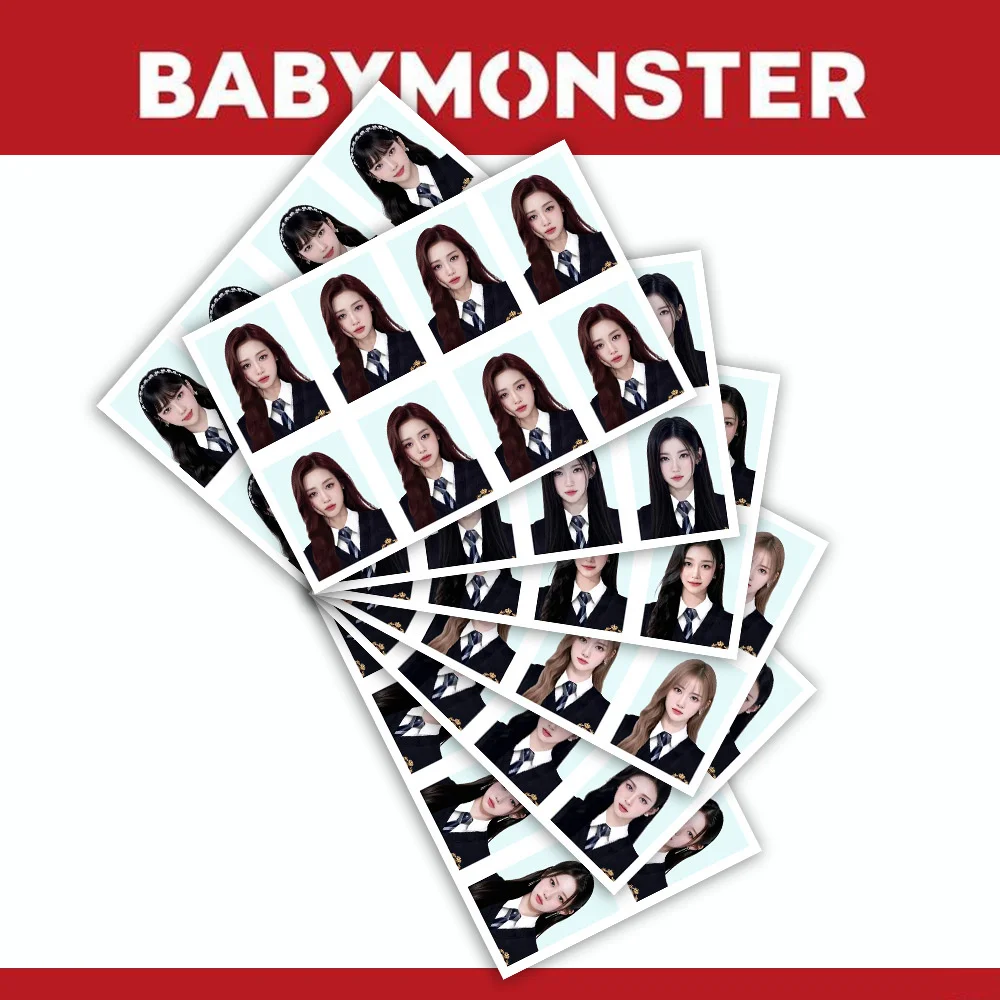 7Pcs/Set KPOP BABYMONSTER One Inch Photo High Quality White Background Photographic Paper Passport Photo Ruka Rora Asa Fans Gift