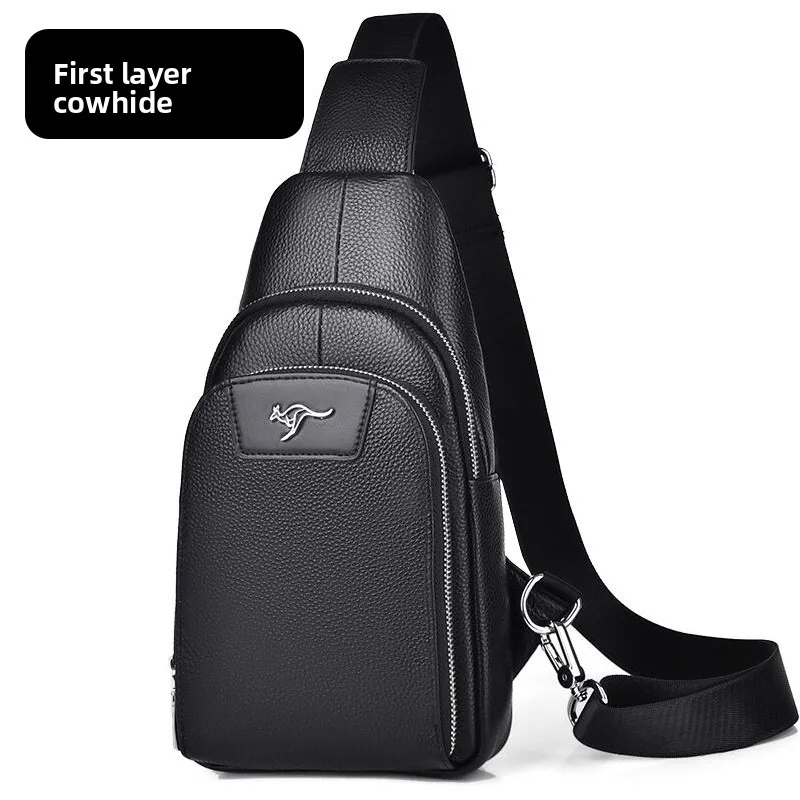 

Новая мужская нагрудная сумка через плечо из натуральной кожи, портативная сумка через плечо из воловьей кожи с верхним слоем для прогулок