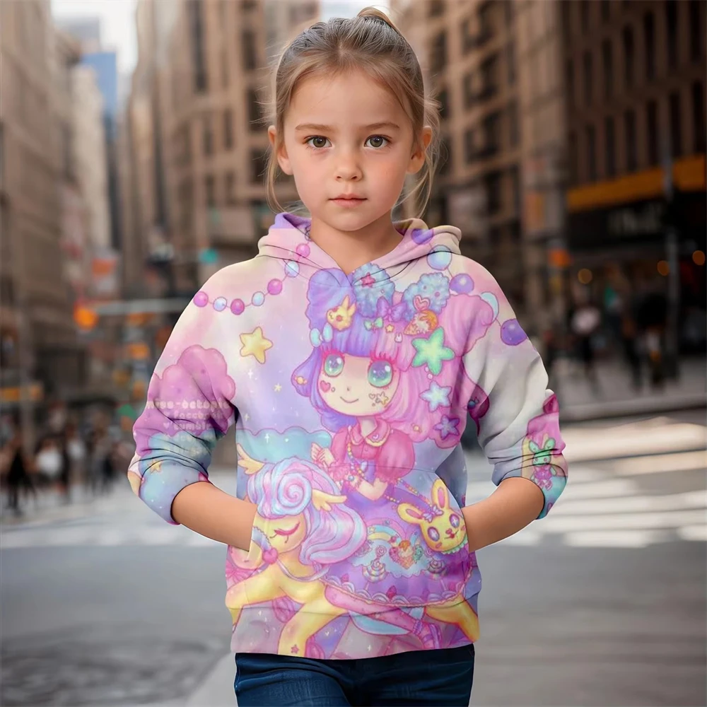 

Kids Clothing 3D Print Girls Hoodie Long Sleeve Cartoon Sweater Cute Casual Outdoor Girls Clothes Pullover Spring Fall Clothes