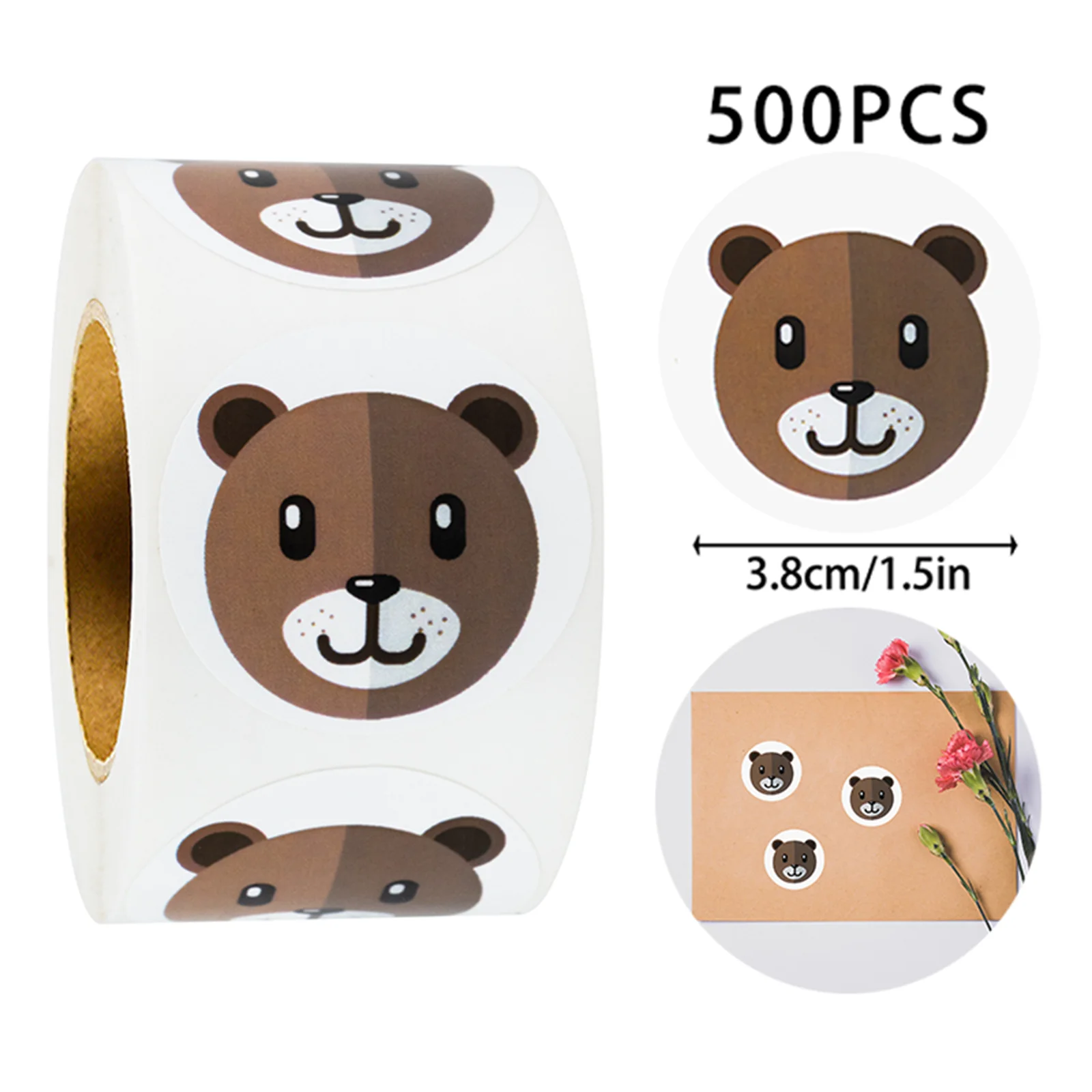 

500 шт./рулон - 1,5 дюйма/3,8 см - Наклейки-поощрения, этикетки для подарочной упаковки, милые мультяшные медведи, можно использовать для конвертов, подарочных коробок, подарочных пакетов, наклейки для поощрения и вдохновения.