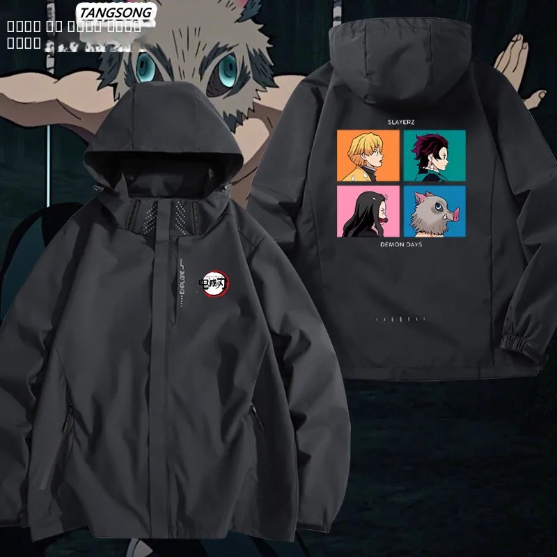 

Куртка Demon Slayer Anime Chara, мужская, для активного отдыха, три в одном, ветрозащитная, из полиэстера и нейлона, с длинными рукавами, на молнии