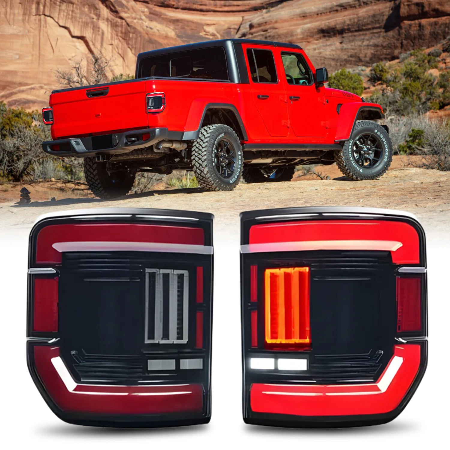 

HCMOTIONZ LED Tail Lights For Jeep Gladiator (JT) 2020-2025 Start Up Animation DRL Turn Signal Rear Back Lamps Assembly US