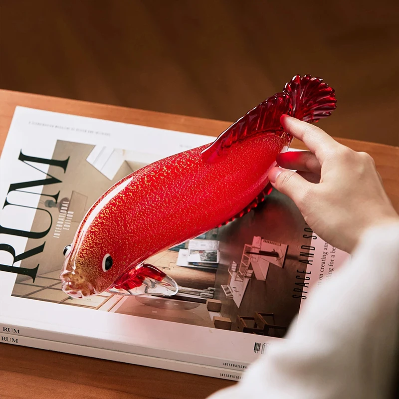 Colored Glaze Artwork Ornaments,Golden Dragon Fish Sculpture,Fish Model Statues,Creative Handicrafts,Housewarming Crafts Gifts