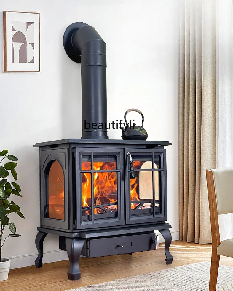 

Real Fire Fireplace Wood Burning Household Cast Iron Firewood Burning Heating Stove B & B Firewood Heating Fireplace