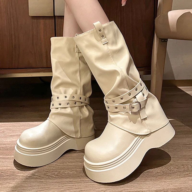 منصة المرأة أحذية عالية الكعب أحذية مصممين موضة فاخرة امرأة الشتاء الأحذية 2025 فستان جديد تشيلسي بوتاس دي موهير #1